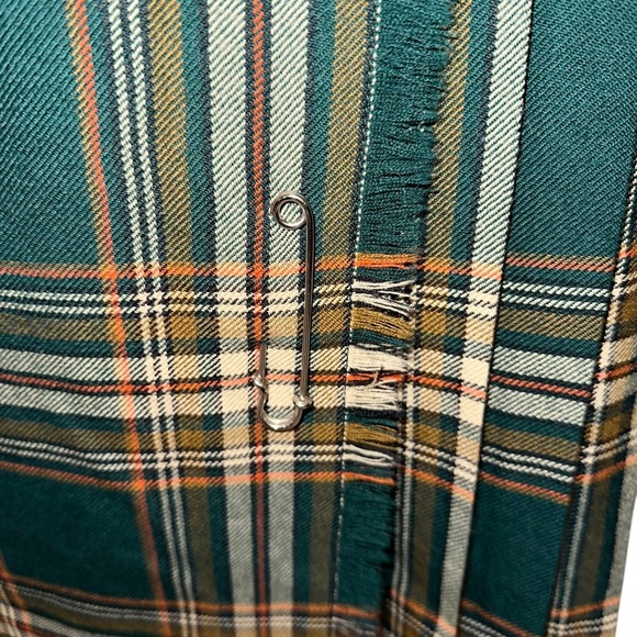 Vintage ALJEAN Canada 100% Green Plaid Wool Pleated Academia Wrap Skirt ~ Size M - Picture 5 of 10